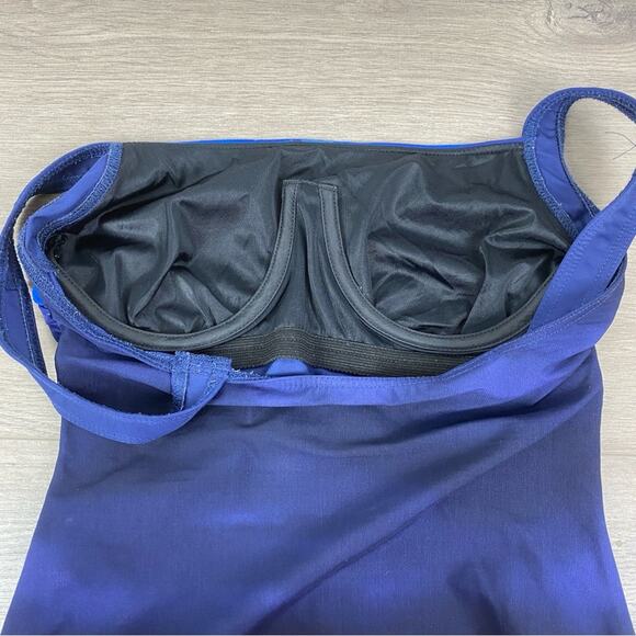 Miraclesuit Blue Watercolor Underwire One Piece Swimsuit Sz.12 - Picture 9 of 14